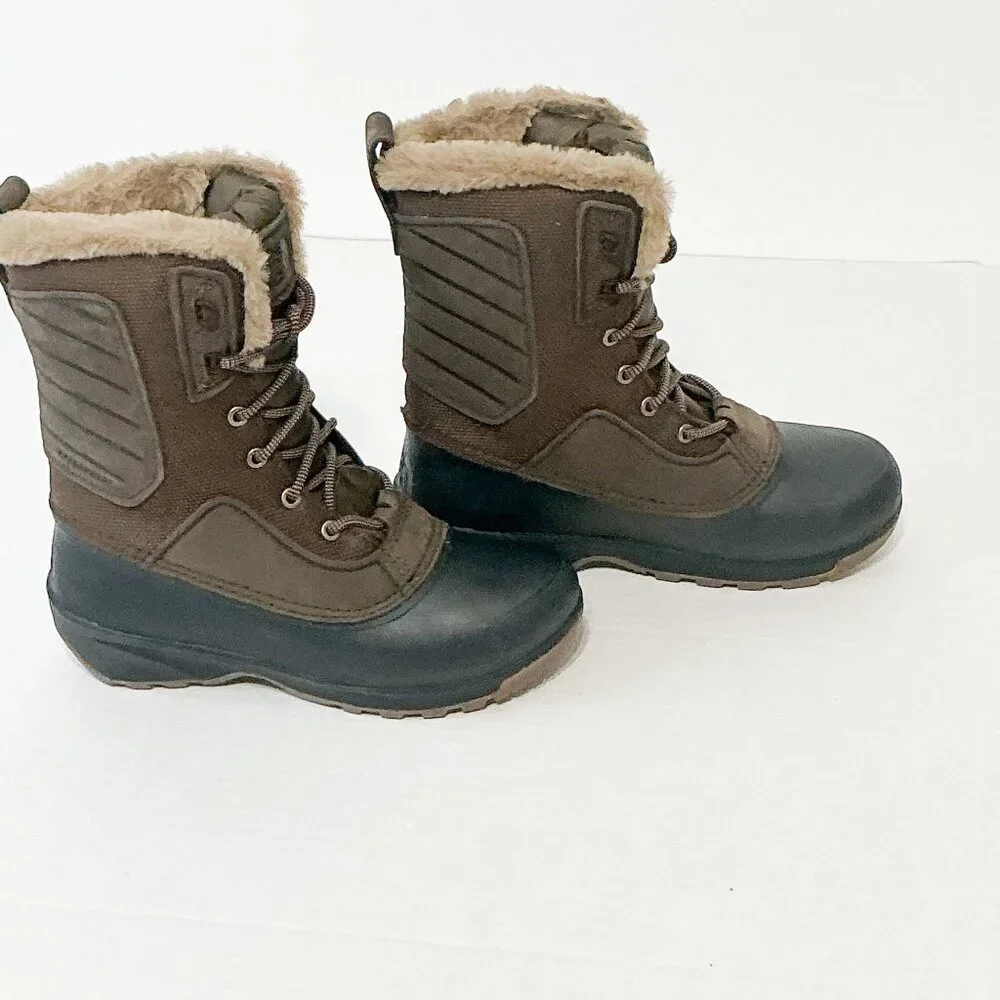 The North Face NWB Sz 6 Brown Shellista IV Waterproof Leather Mid Boots - Picture 12 of 14